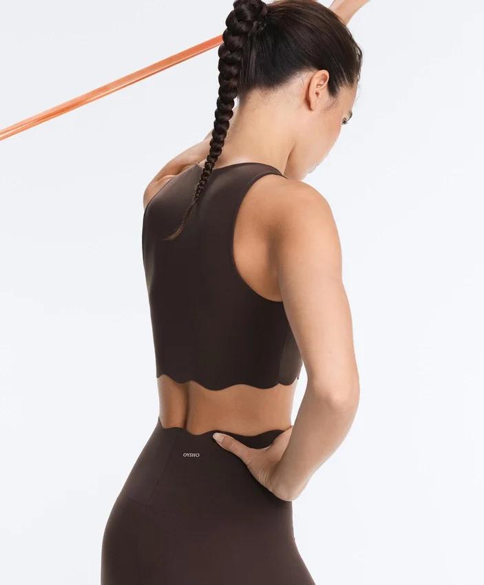 Soutien-gorge de sport compressif à maintien moyen et motif ondulé Soutien-gorge de sport compressif à maintien moyen et motif ondulé