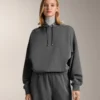 Sweat-shirt à capuche ample en modal brossé chiné