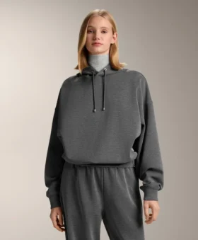 Sweat-shirt à capuche ample en modal brossé chiné