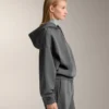 Sweat-shirt à capuche ample en modal brossé chiné