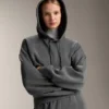Sweat-shirt à capuche ample en modal brossé chiné