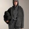 Sweat-shirt à capuche ample en modal brossé chiné