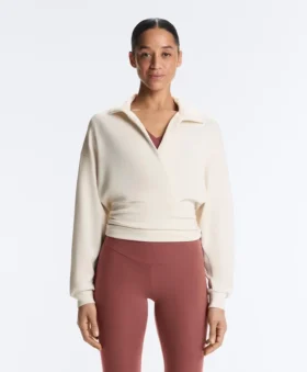Sweat-shirt à col polo croisé en modal Soft Touch