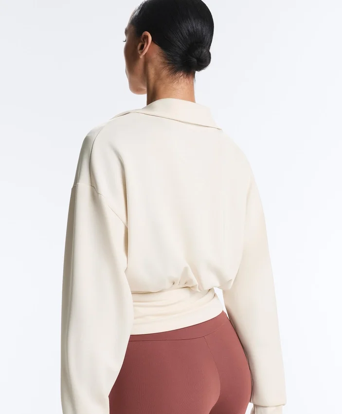 Sweat-shirt à col polo croisé en modal Soft Touch Sweat-shirt à col polo croisé en modal Soft Touch