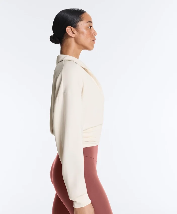 Sweat-shirt à col polo croisé en modal Soft Touch Sweat-shirt à col polo croisé en modal Soft Touch