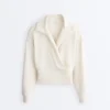 Sweat-shirt à col polo croisé en modal Soft Touch Sweat-shirt à col polo croisé en modal Soft Touch