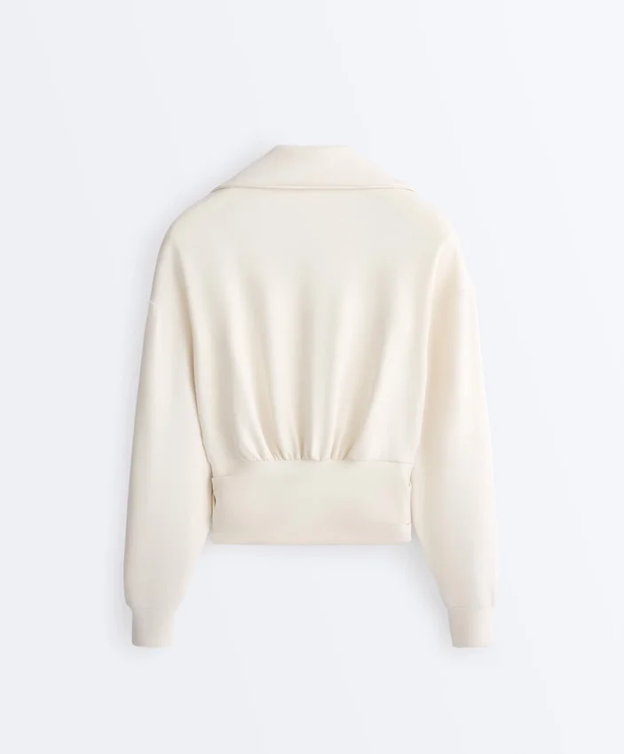 Sweat-shirt à col polo croisé en modal Soft Touch Sweat-shirt à col polo croisé en modal Soft Touch