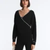 Sweat-shirt croisé avec passepoil contrasté et modal Sweat-shirt croisé avec passepoil contrasté et modal