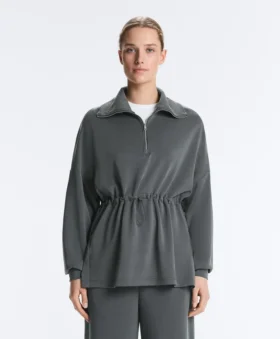 Sweat-shirt à demi-fermeture éclair en modal Soft Touch