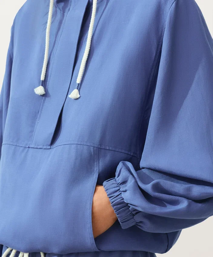 Sweat-shirt à demi-zip avec poche avant, mélange de lyocell et 24 % de lin Sweat-shirt à demi-zip avec poche avant, mélange de lyocell et 24 % de lin
