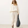 Pantalon droit en mélange de lyocell et 24 % de lin Pantalon droit en mélange de lyocell et 24 % de lin