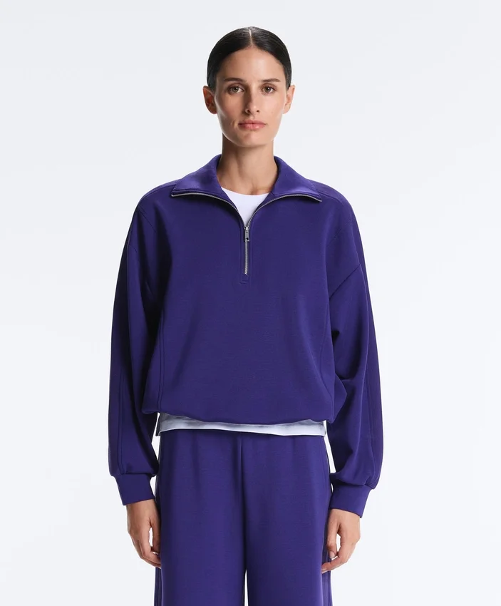 Sweat-shirt à demi-zip en modal brossé Sweat-shirt à demi-zip en modal brossé