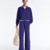 Pantalon droit à jambes larges en modal brossé Pantalon droit à jambes larges en modal brossé