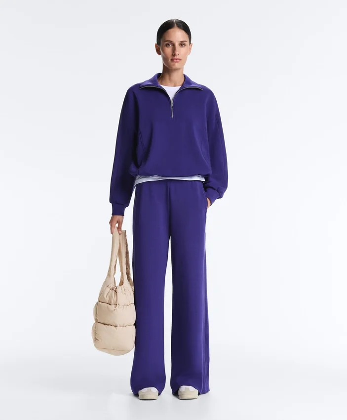 Pantalon droit à jambes larges en modal brossé Pantalon droit à jambes larges en modal brossé