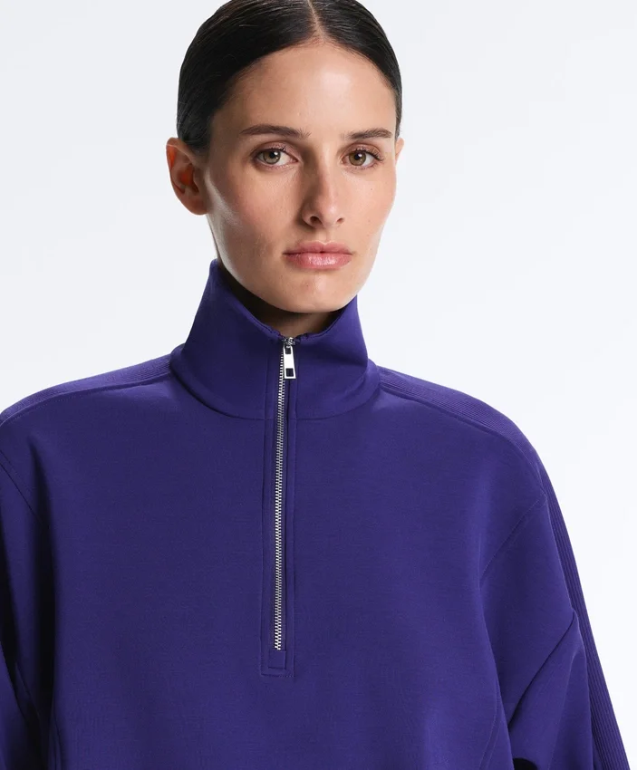 Sweat-shirt à demi-zip en modal brossé Sweat-shirt à demi-zip en modal brossé