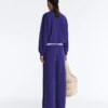 Pantalon droit à jambes larges en modal brossé Pantalon droit à jambes larges en modal brossé