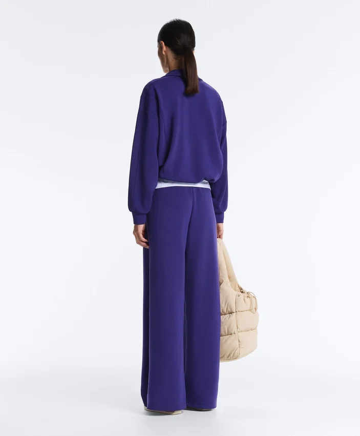 Pantalon droit à jambes larges en modal brossé Pantalon droit à jambes larges en modal brossé