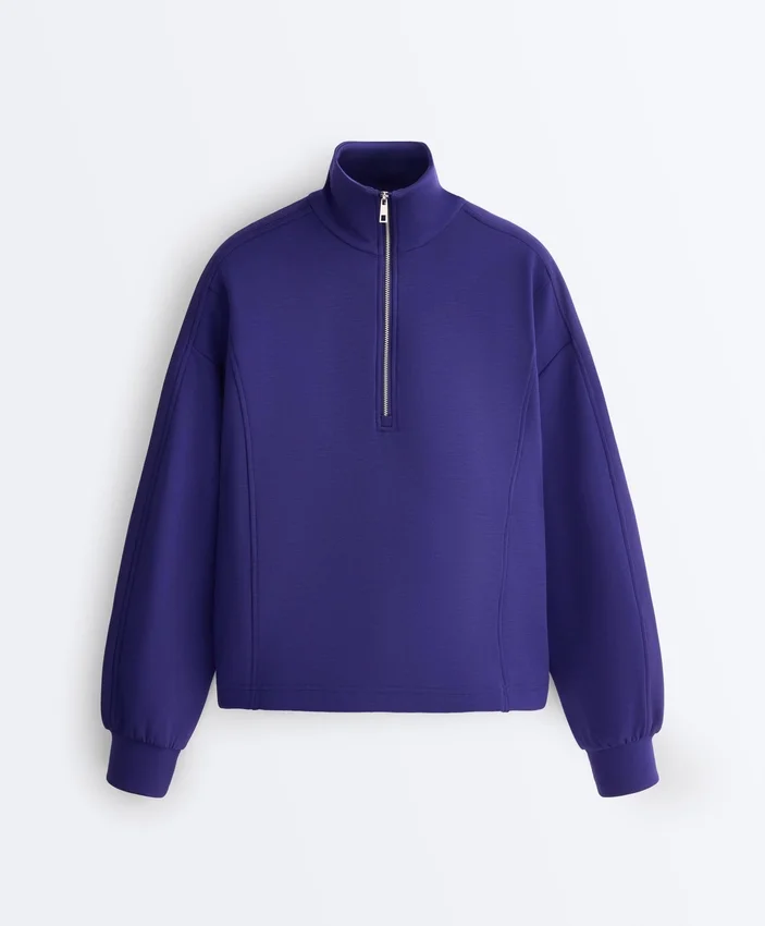 Sweat-shirt à demi-zip en modal brossé Sweat-shirt à demi-zip en modal brossé