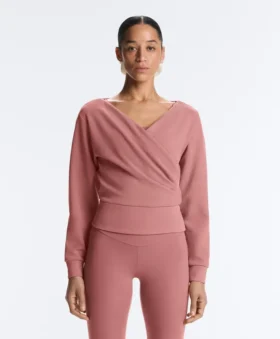 Sweat-shirt en modal brossé à col croisé
