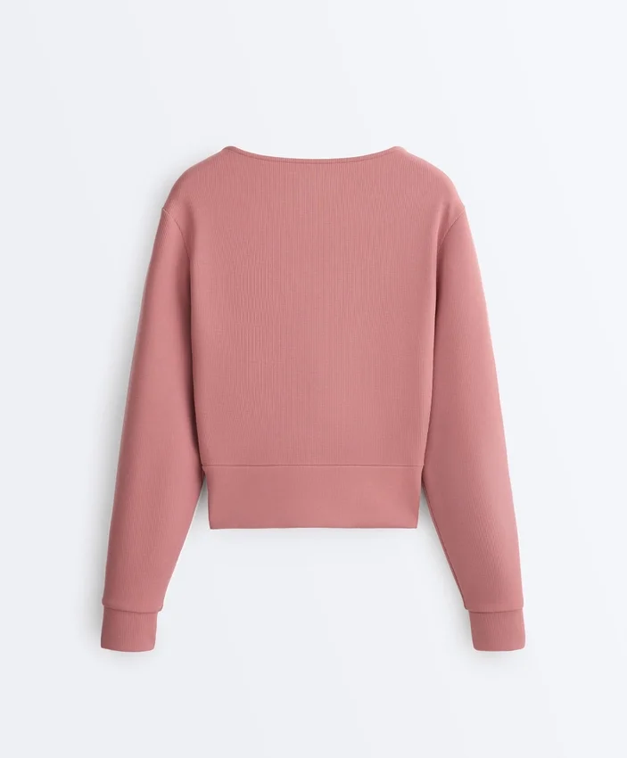 Sweat-shirt en modal brossé à col croisé Sweat-shirt en modal brossé à col croisé