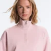 Sweat-shirt en piqué à col montant et fermeture éclair, avec coton Sweat-shirt en piqué à col montant et fermeture éclair, avec coton