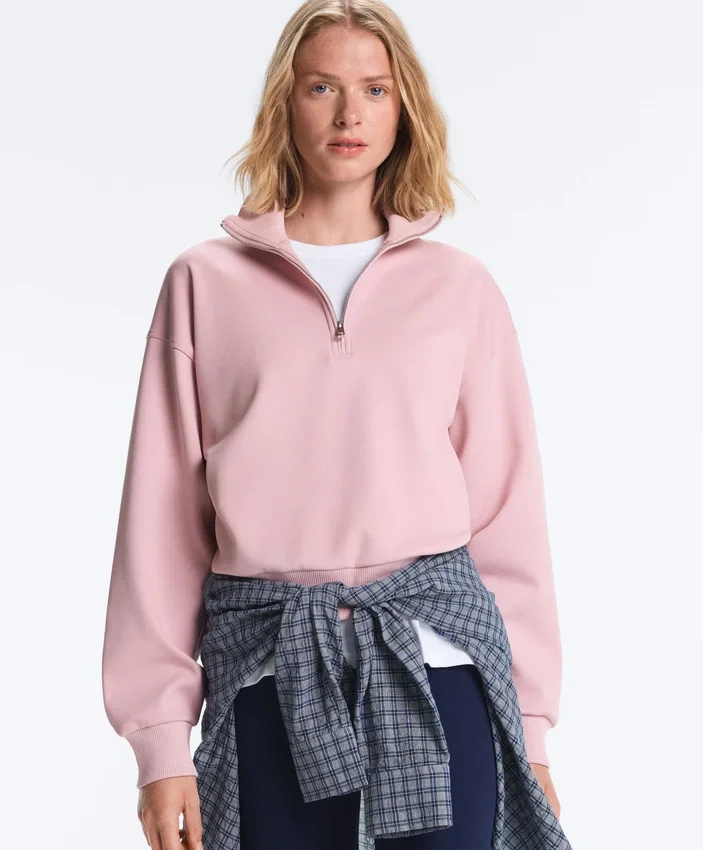 Sweat-shirt en piqué à col montant et fermeture éclair, avec coton Sweat-shirt en piqué à col montant et fermeture éclair, avec coton