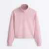 Sweat-shirt en piqué à col montant et fermeture éclair, avec coton Sweat-shirt en piqué à col montant et fermeture éclair, avec coton