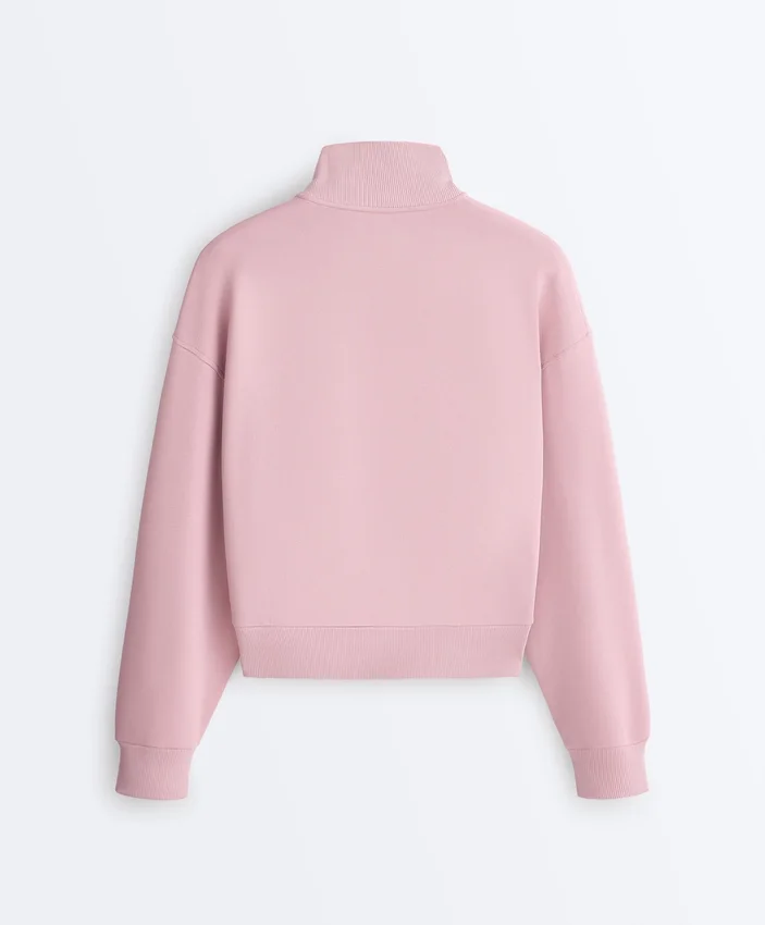 Sweat-shirt en piqué à col montant et fermeture éclair, avec coton Sweat-shirt en piqué à col montant et fermeture éclair, avec coton