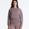 Sweat-shirt à encolure asymétrique, taille ajustable et modal Soft Touch Sweat-shirt à encolure asymétrique, taille ajustable et modal Soft Touch