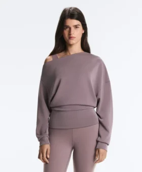 Sweat-shirt à encolure asymétrique, taille ajustable et modal Soft Touch