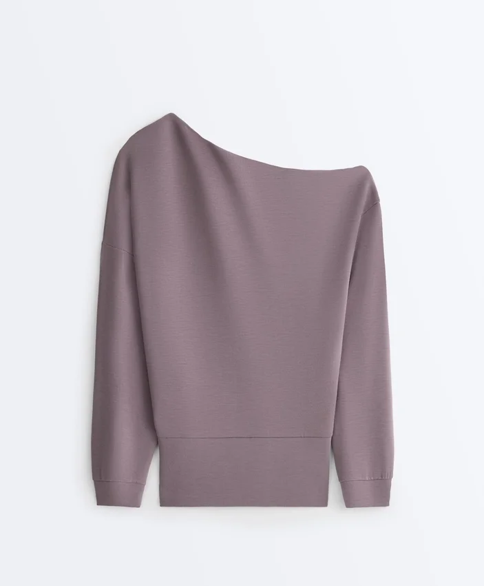 Sweat-shirt à encolure asymétrique, taille ajustable et modal Soft Touch Sweat-shirt à encolure asymétrique, taille ajustable et modal Soft Touch