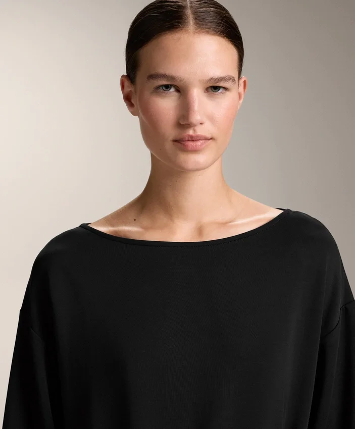 Sweat-shirt long en modal avec traitement Soft Touch au toucher doux avec détail noué Sweat-shirt long en modal avec traitement Soft Touch au toucher doux avec détail noué