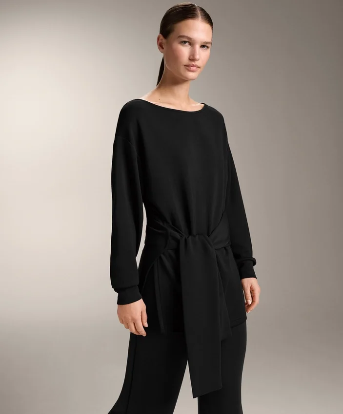 Sweat-shirt long en modal avec traitement Soft Touch au toucher doux avec détail noué Sweat-shirt long en modal avec traitement Soft Touch au toucher doux avec détail noué