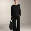 Sweat-shirt long en modal avec traitement Soft Touch au toucher doux avec détail noué Sweat-shirt long en modal avec traitement Soft Touch au toucher doux avec détail noué