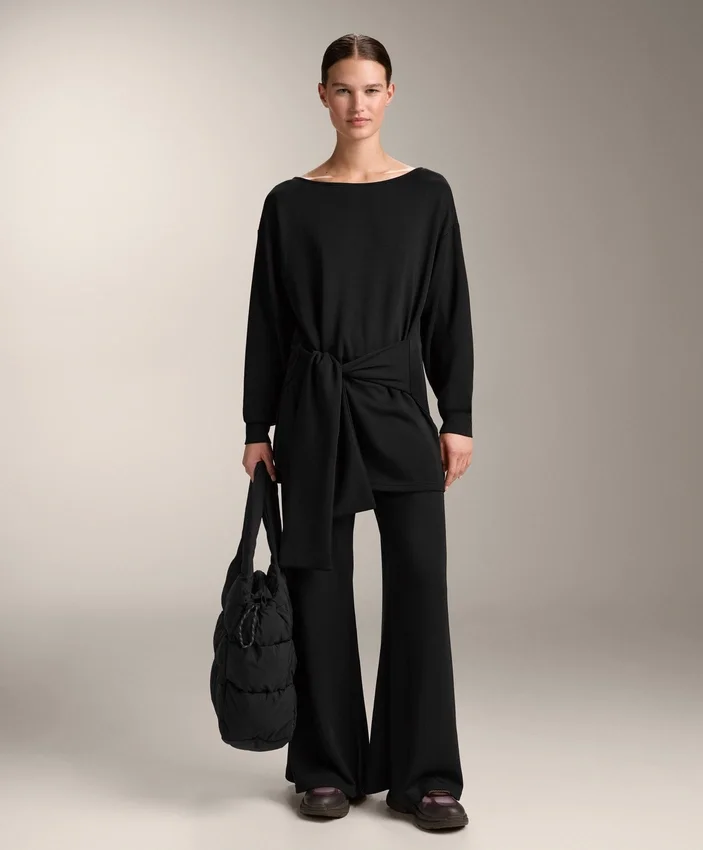 Sweat-shirt long en modal avec traitement Soft Touch au toucher doux avec détail noué Sweat-shirt long en modal avec traitement Soft Touch au toucher doux avec détail noué