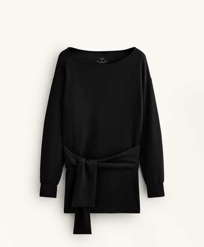 Sweat-shirt long en modal avec traitement Soft Touch au toucher doux avec détail noué Sweat-shirt long en modal avec traitement Soft Touch au toucher doux avec détail noué