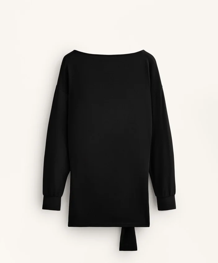 Sweat-shirt long en modal avec traitement Soft Touch au toucher doux avec détail noué Sweat-shirt long en modal avec traitement Soft Touch au toucher doux avec détail noué