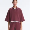 Sweat-shirt polo en mélange de coton à manches larges Sweat-shirt polo en mélange de coton à manches larges