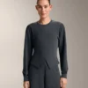 Sweat-shirt à rayures asymétriques en modal
