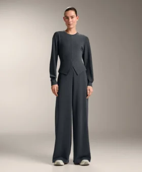 Sweat-shirt à rayures asymétriques en modal