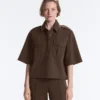 Sweat-shirt utilitaire à manches courtes en piqué de coton Sweat-shirt utilitaire à manches courtes en piqué de coton