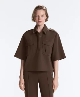 Sweat-shirt utilitaire à manches courtes en piqué de coton