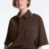 Sweat-shirt utilitaire à manches courtes en piqué de coton Sweat-shirt utilitaire à manches courtes en piqué de coton