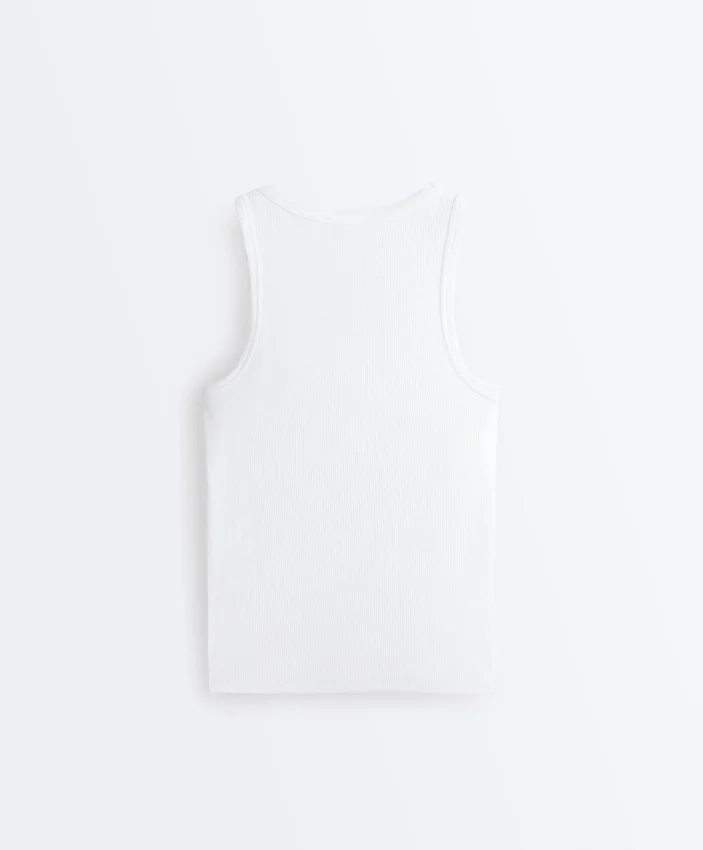 T-shirt ajusté à bretelles côtelées en coton et modal T-shirt ajusté à bretelles côtelées en coton et modal