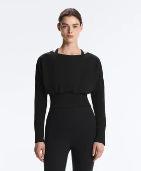 T-shirt ajusté à la taille en mélange de coton