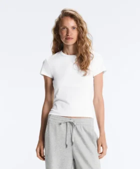 T-shirt ajusté à manches courtes en coton mélangé