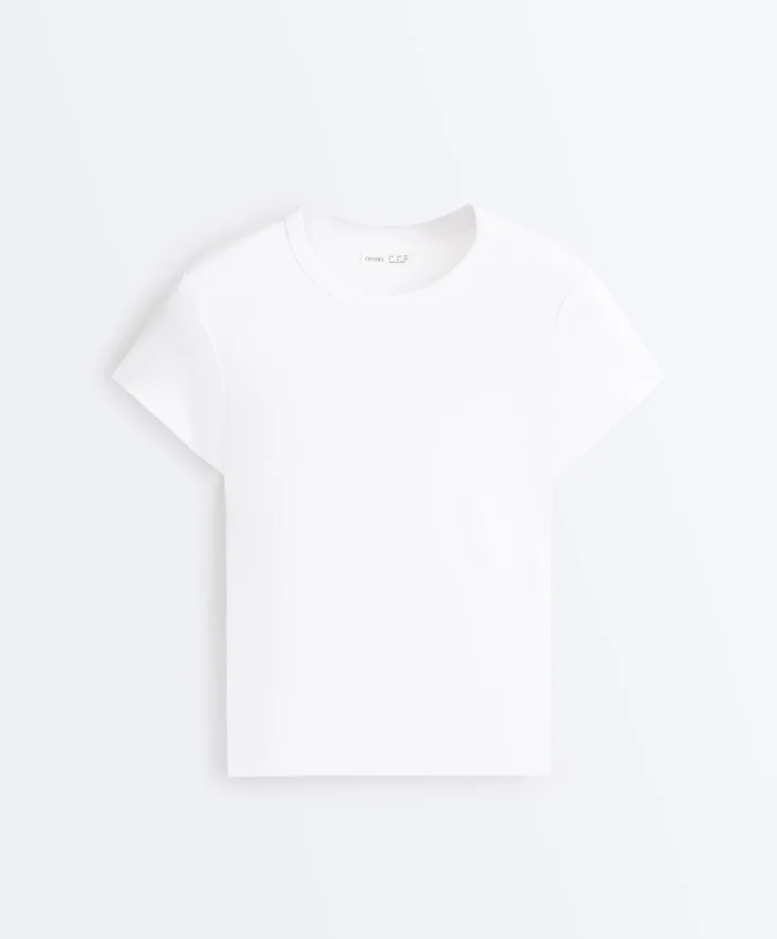 T-shirt ajusté à manches courtes en coton mélangé T-shirt ajusté à manches courtes en coton mélangé