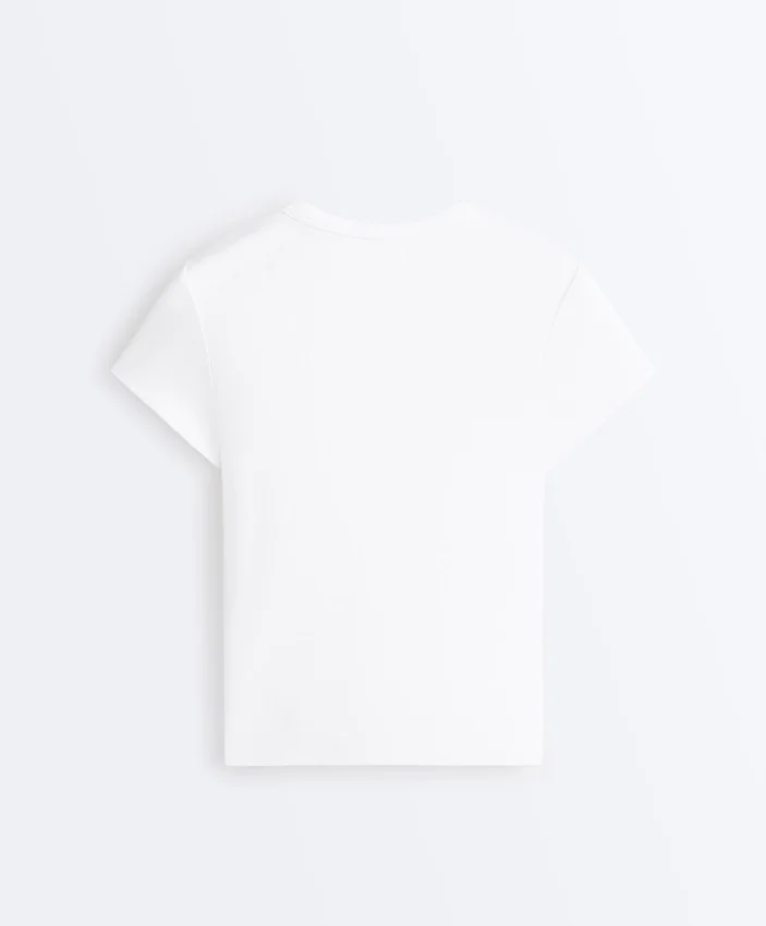 T-shirt ajusté à manches courtes en coton mélangé T-shirt ajusté à manches courtes en coton mélangé