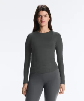 T-shirt ajusté à manches longues en coton et modal