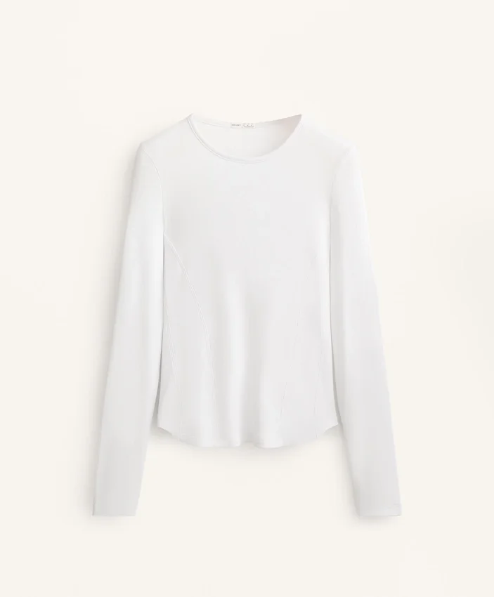 T-shirt ajusté à manches longues en coton et modal T-shirt ajusté à manches longues en coton et modal